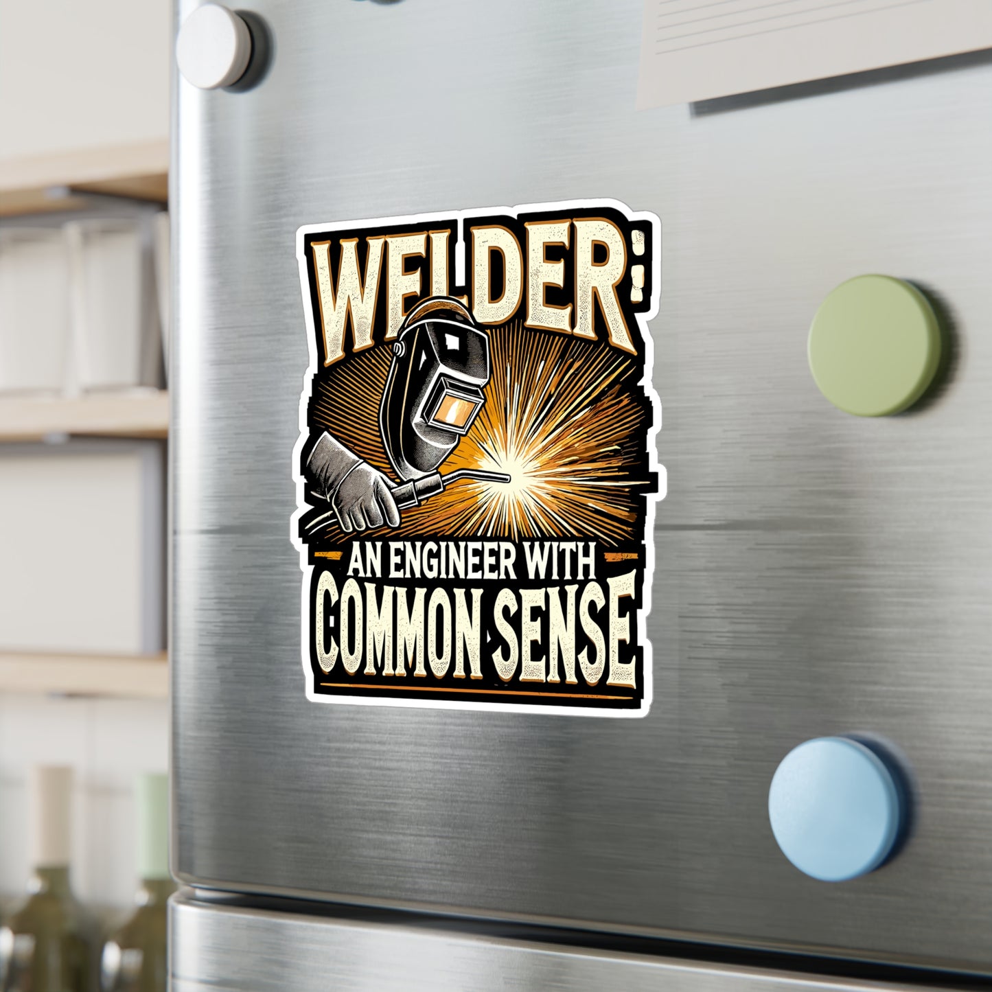 Welder An Engineer With Common Sense - Welder Sticker for Laptop Sticker. Water Bottle Sticker, Vinyl Engineer Decal - Welder Gift