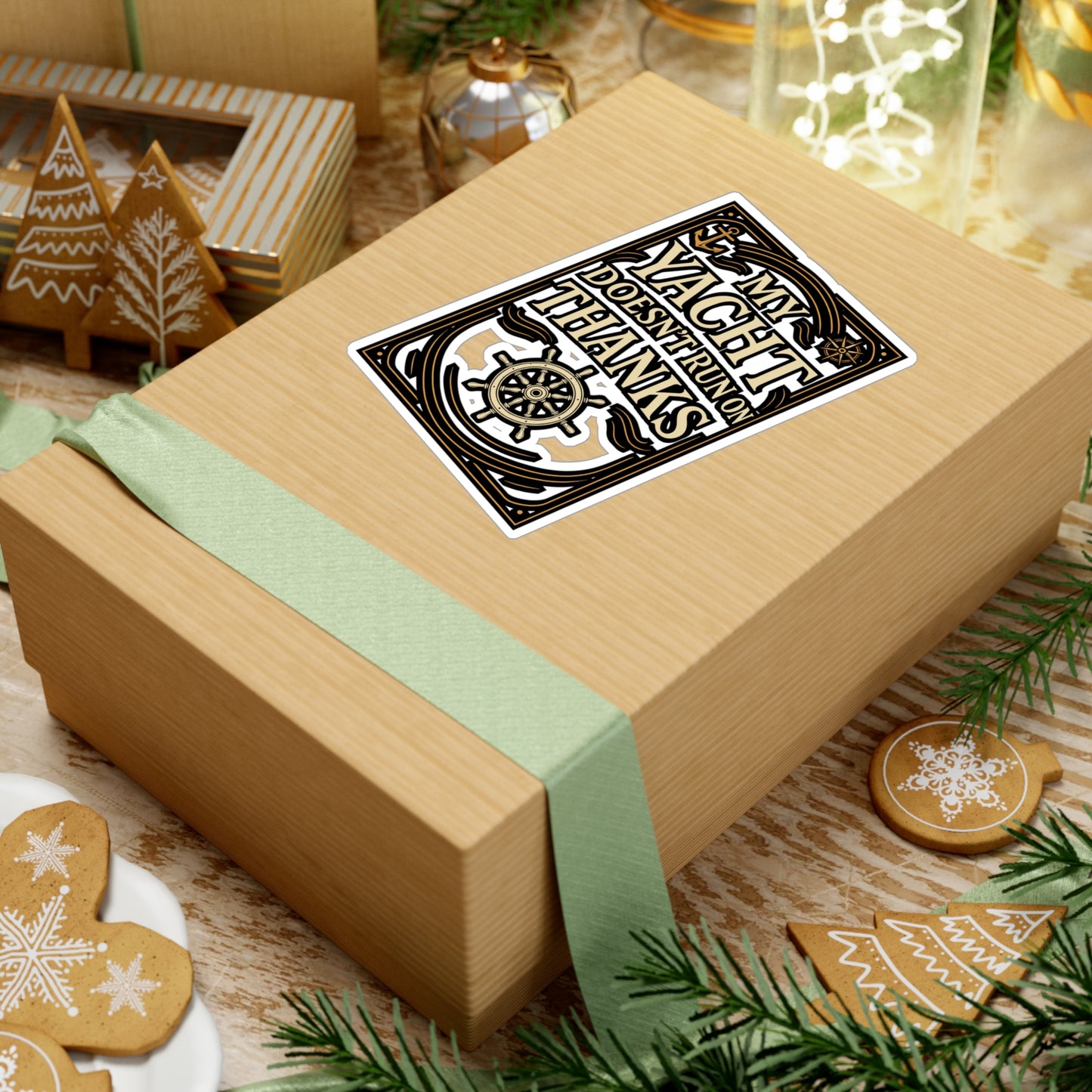 My Yacht Doesn’t Run On Thanks – Funny Yacht Sticker for Laptop or Water Bottle | Vinyl Boat Decal, Pontoon Captain Gift