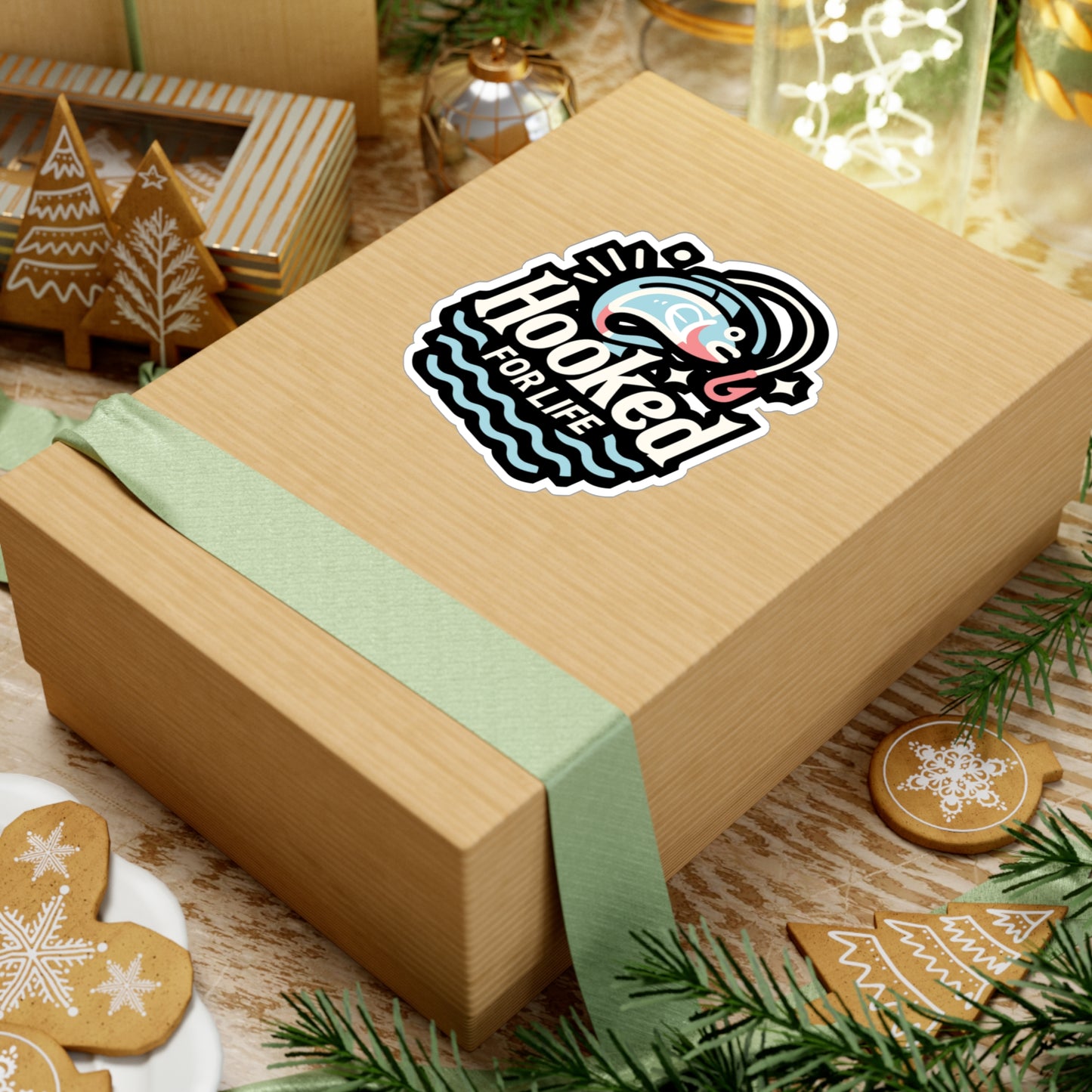 Hooked for life - Fishing Sticker for Car Window Laptop Sticker. Water Bottle Sticker, Vinyl Angling Decal, Lake Sticker - Fishing Gift