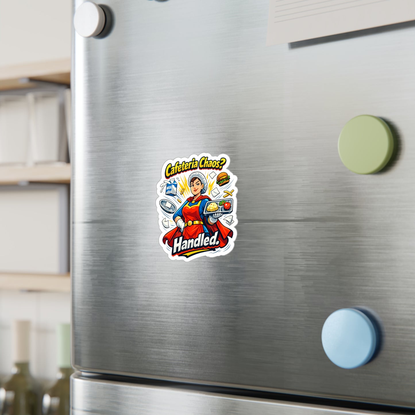 Lunch Lady Sticker Cafeteria Chaos? Handled Funny School Canteen Design, Waterproof Vinyl decals for Laptop, Water Bottle