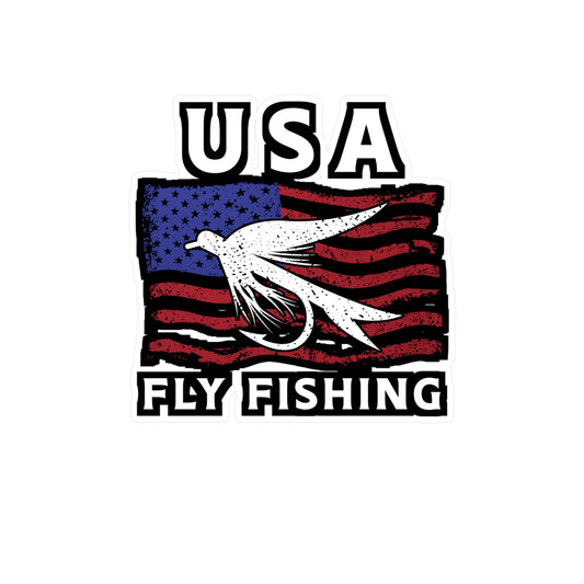 USA Fly Fishing | Fishing Sticker | Angling Decals | Lake Laptop Sticker | Fishing Gift | Angling Gift