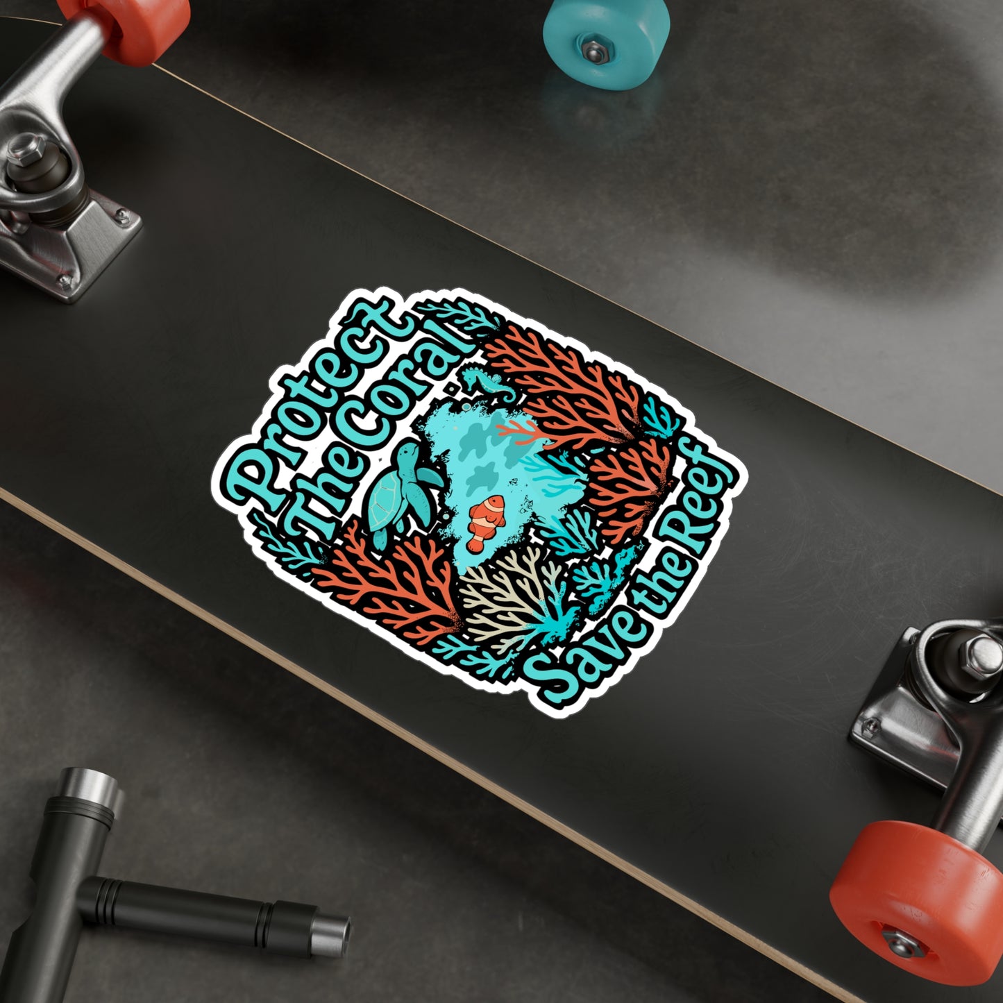 Protect the Coral Save the Reef – Vinyl Sticker for Laptop, Water Bottle, Hydro Flask | Ocean Conservation Gift, Marine Life Decor