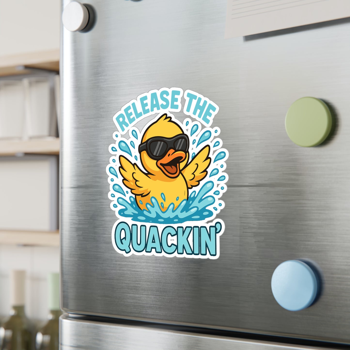 Duck Sticker – Release The Quackin Funny Decals for Laptop, Water Bottle, Waterproof Vinyl Duck Swimming Goggles Bath Accessory