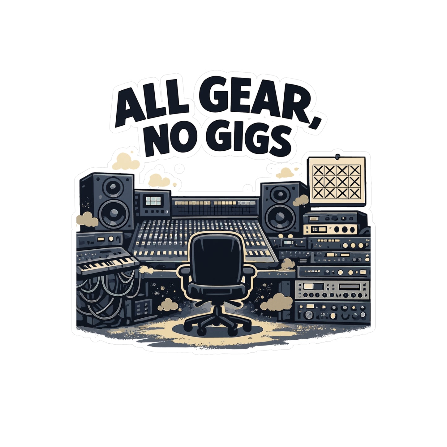 Audio Engineer Sticker All Gear, No Gigs Vinyl Waterproof decals for Laptop Water Bottle Sound Engineer Audio Technician Monitor