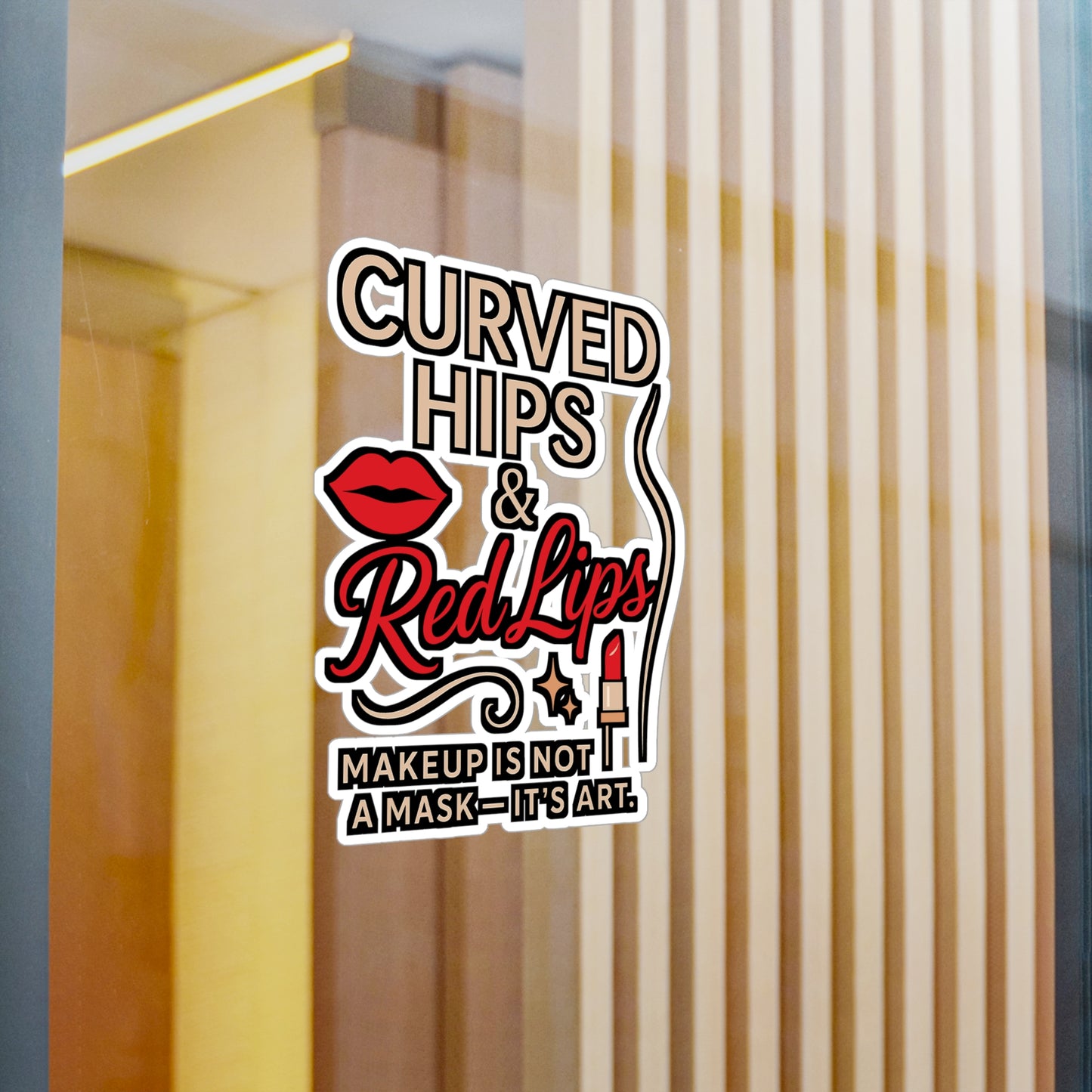 Curved Hips and Red Lips – Vinyl Decal for Car Window, Laptop, and Water Bottle | Curvy Gift, Hips Sticker