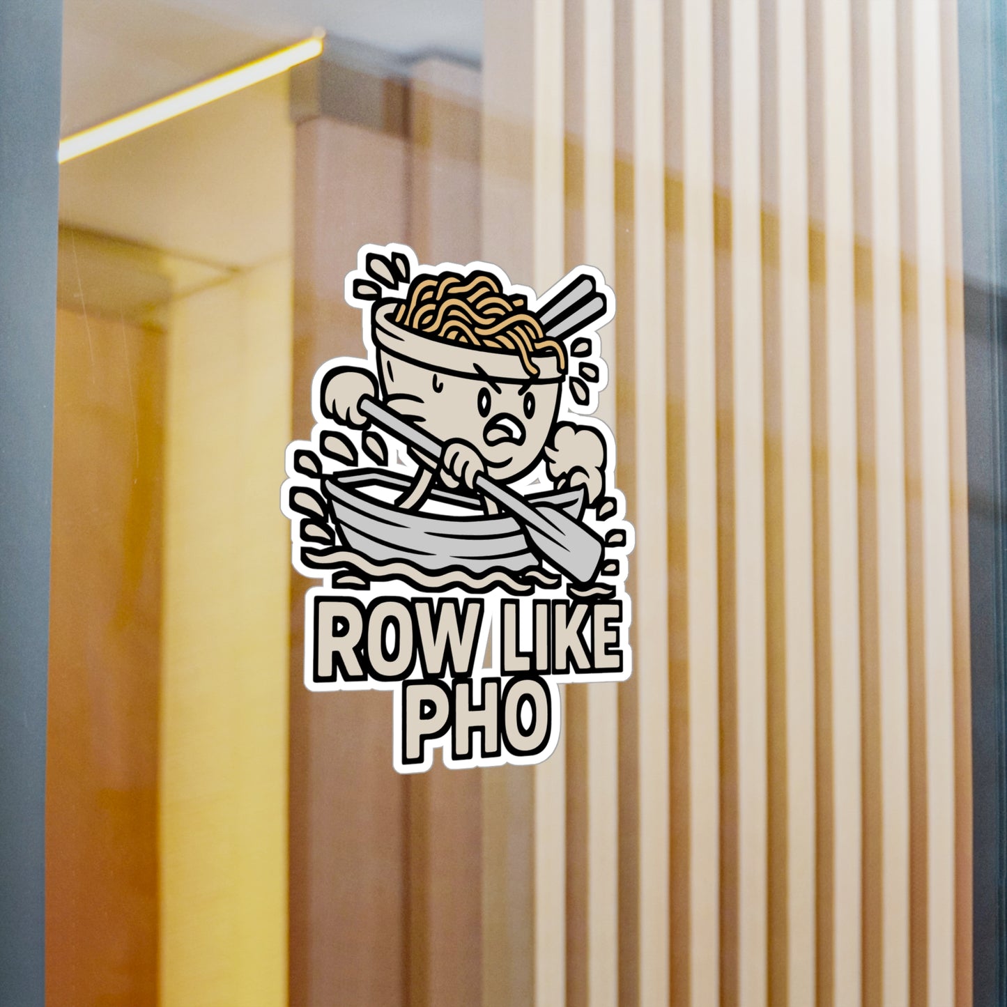 Row like pho - Rowing Sticker for Laptop, Water Bottle – Crew Gift for Rower, Fitness Enthusiast, Boating Fans