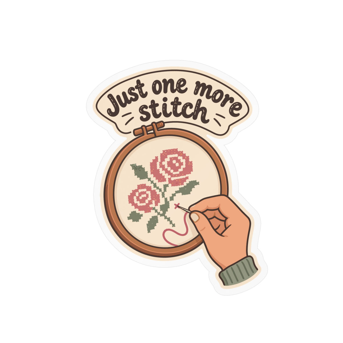 Embroidery Sticker – Just One More Stitch Decals for Needlework Lovers and Stitching Fans, Crafting Decor for Laptop or Water Bottle