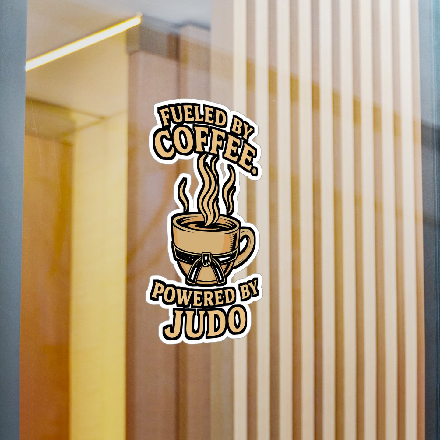Fueled by Coffee Powered by Judo – Martial Arts Sticker for Laptop or Water Bottle | Vinyl Korean Decal, Funny Sports Gift