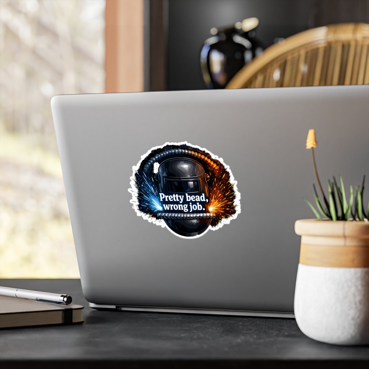 Welder Sticker “Pretty bead, wrong job.” Funny Arc Welding Vinyl Waterproof Sticker Decals for Laptop Water Bottle, Fabricator Gift