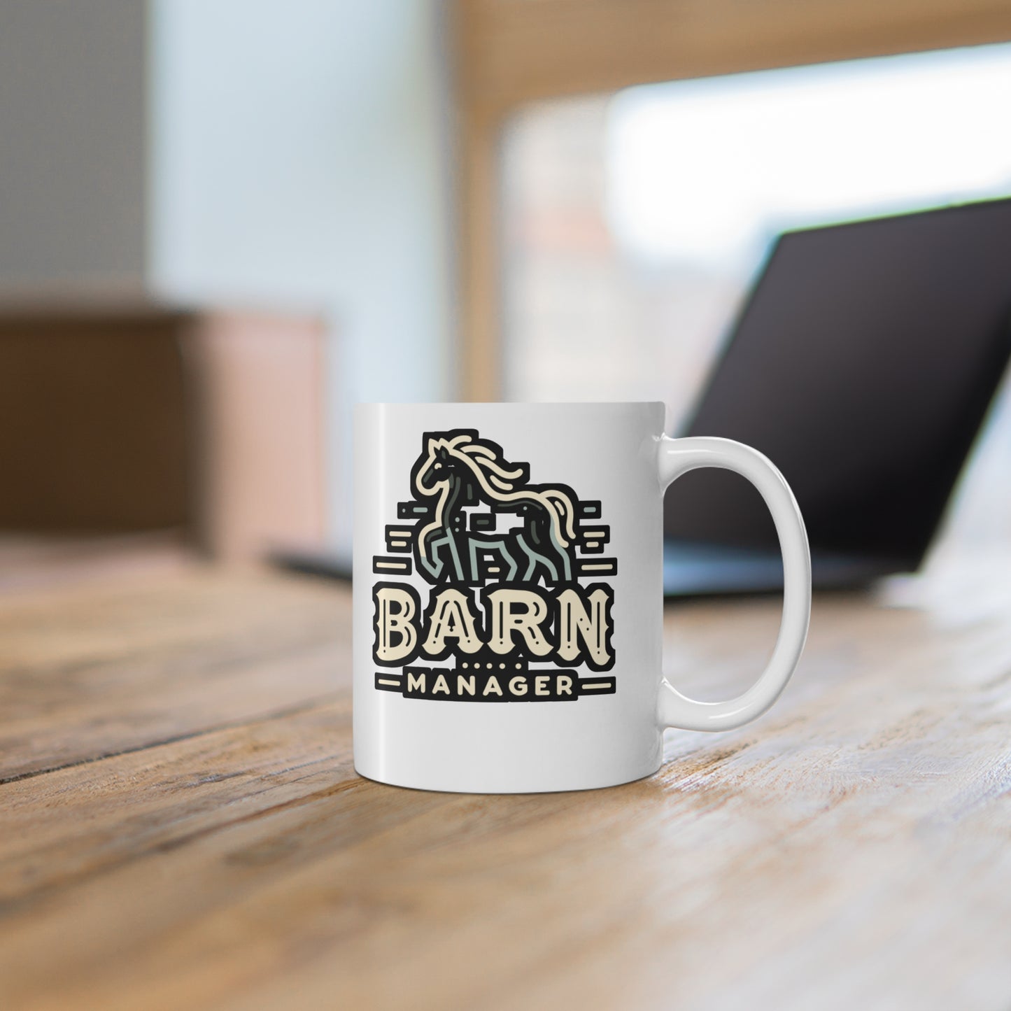 Barn Manager - Horse Mug for Coffee 11oz. Horse Cup, White ceramic, Pasture Mug, Neigh Tea Cup - Horse Gift