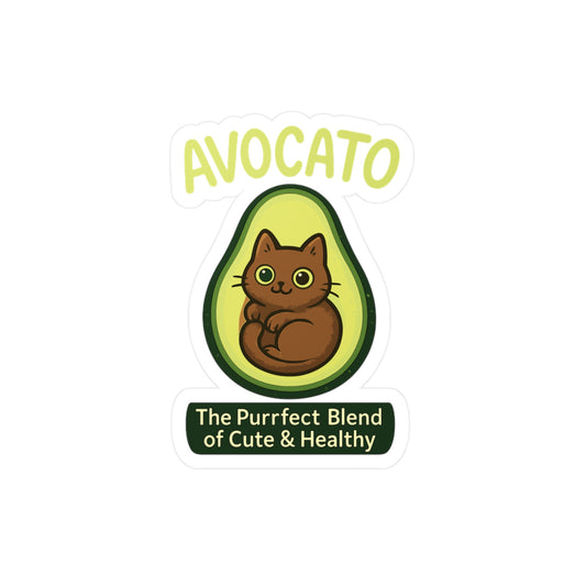 Avocado Cat Avocato Sticker Decals – Funny Fruit & Vegan Design for Laptop, Water Bottle, Guacamole Lovers, Cheese, Sandwich, Plant Protein