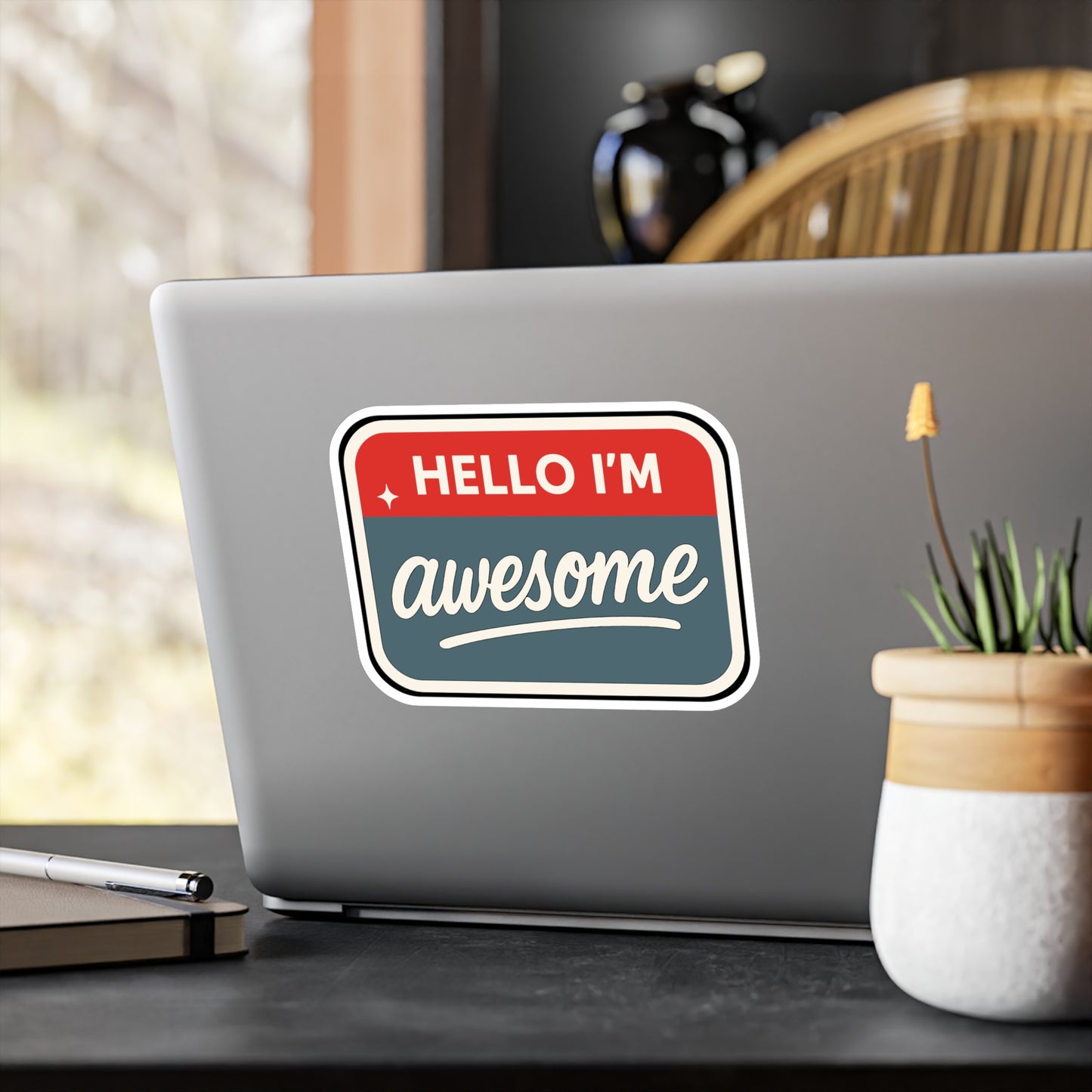 Hello I'm Awesome - Confidence Sticker for Laptop, Water Bottle - Motivational Gift for Teens & Students