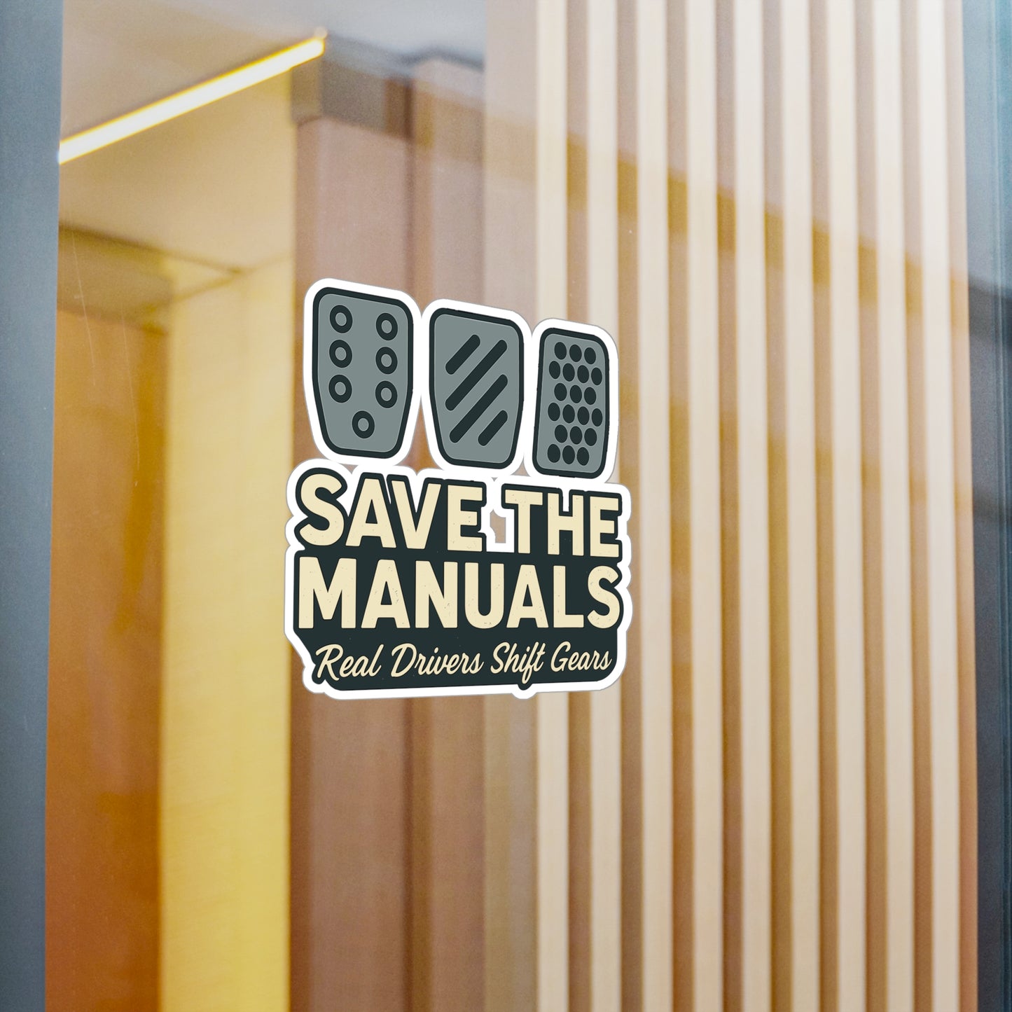 Stick Shift Sticker – "Save The Manuals" Decals for Car, Laptop, Water Bottle – Gearbox Clutch Automotive Vinyl, Waterproof