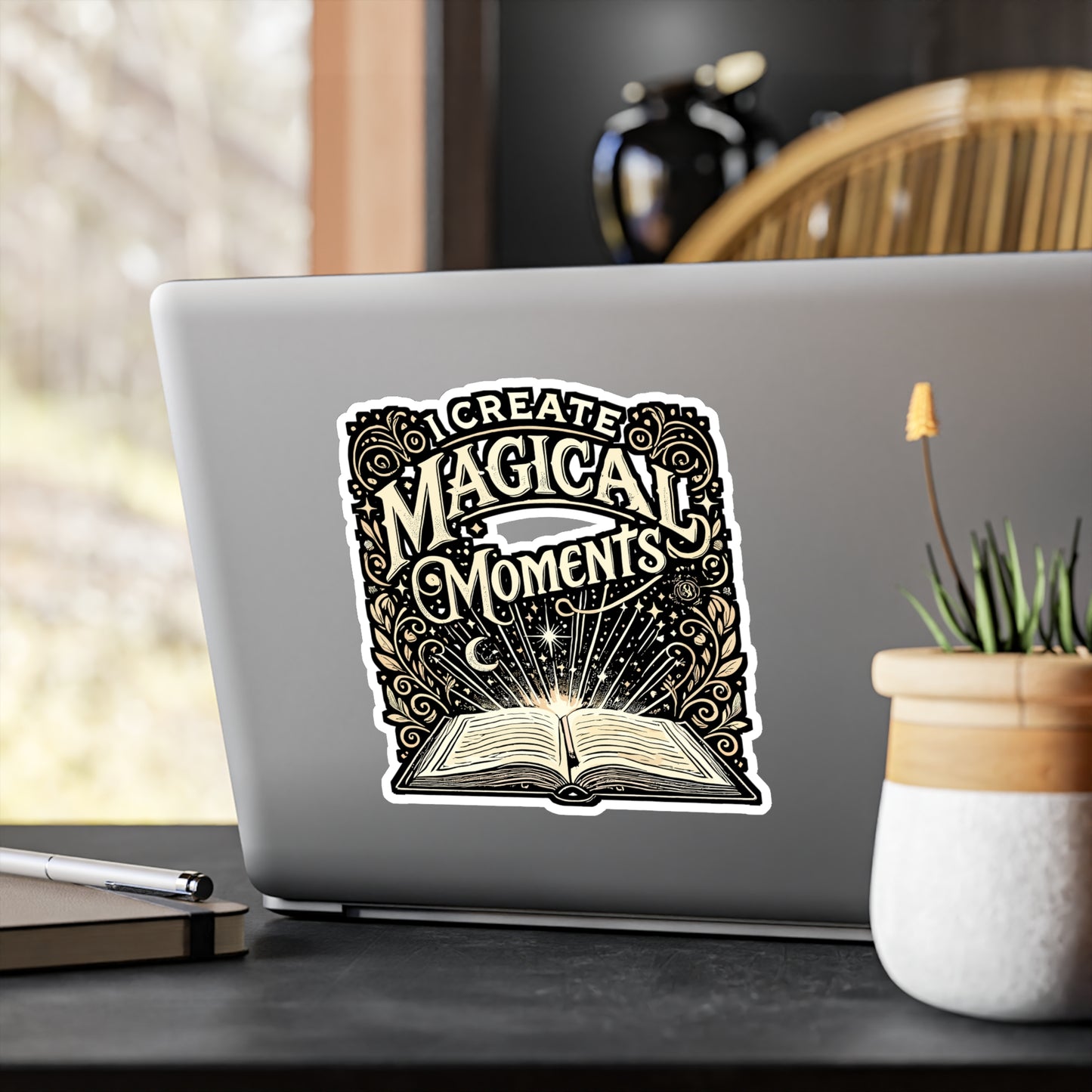 I Create Magical Moments – Vinyl Writer Sticker for Laptop or Water Bottle | Creative Pen Gift for Writers