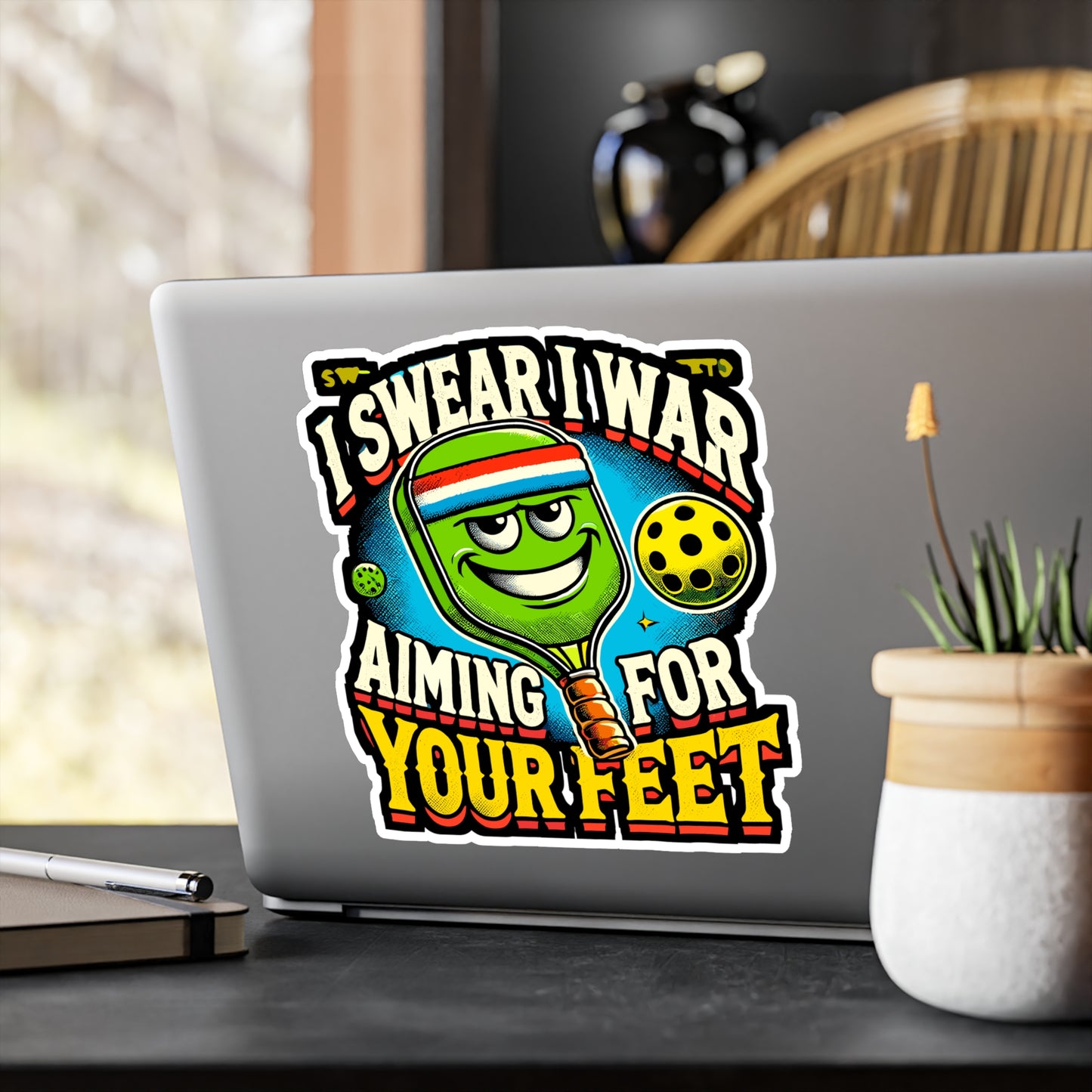 I Swear I was aiming for your Feet - Pickleball Sticker for Laptop Sticker. Water Bottle Sticker, Vinyl Dink Decal - Pickleball Gift