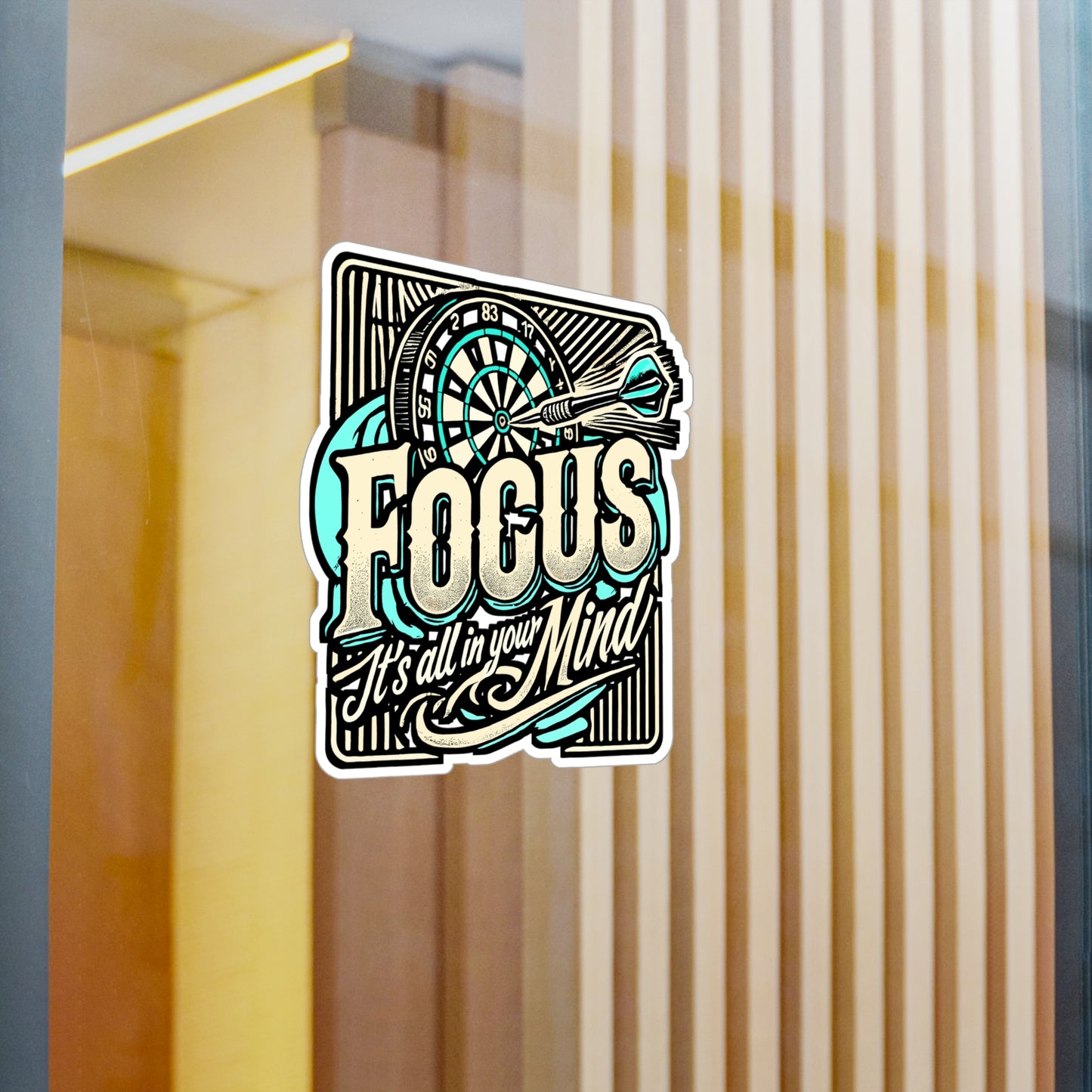 Focus It’s All In Your Mind – Dart Sticker for Laptop or Water Bottle | Vinyl Dartboard Decal | Perfect Dart Gift