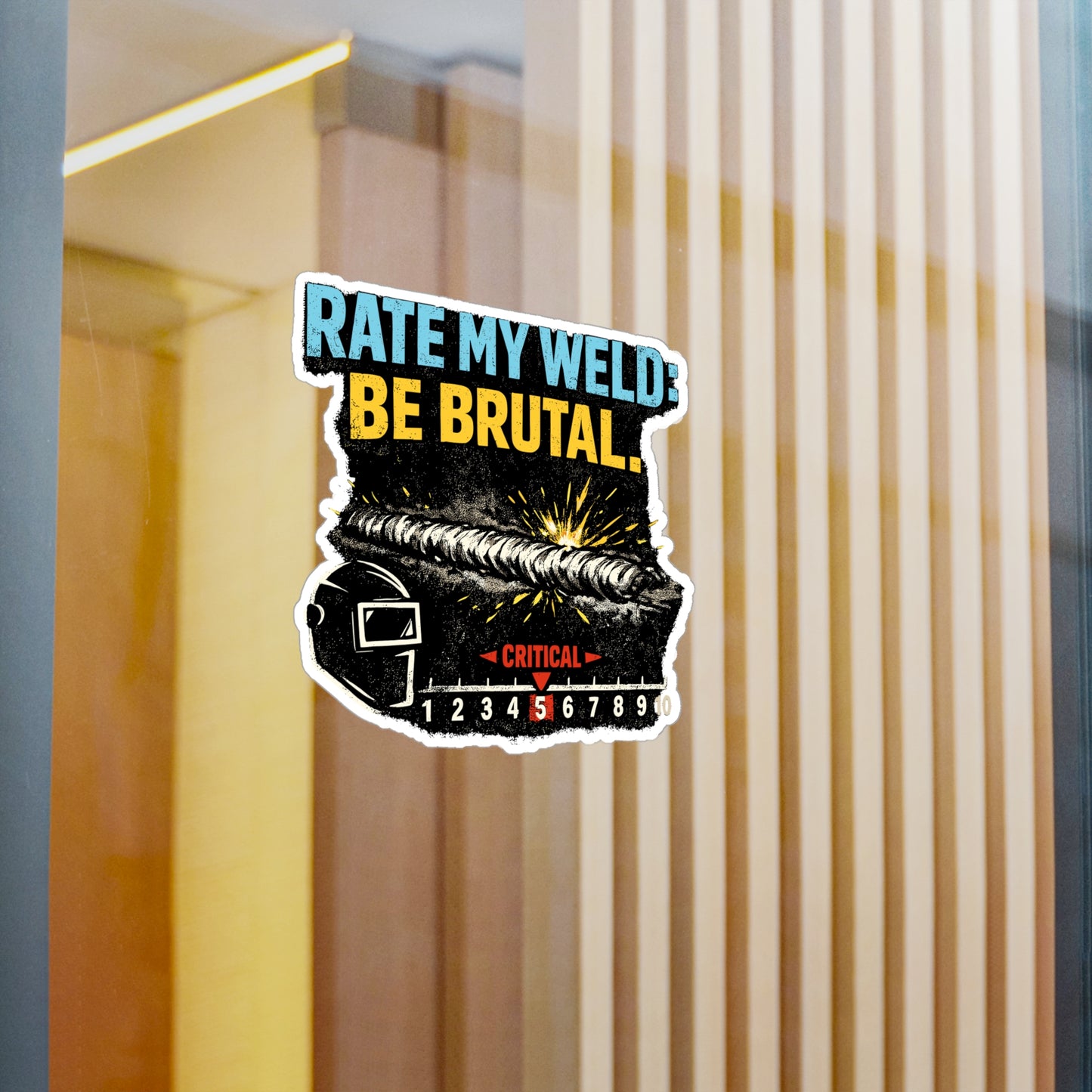 Welder Sticker “Rate My Weld: Be Brutal” Funny Welding Decals for Fabricator, Waterproof Vinyl for Laptop, Water Bottle