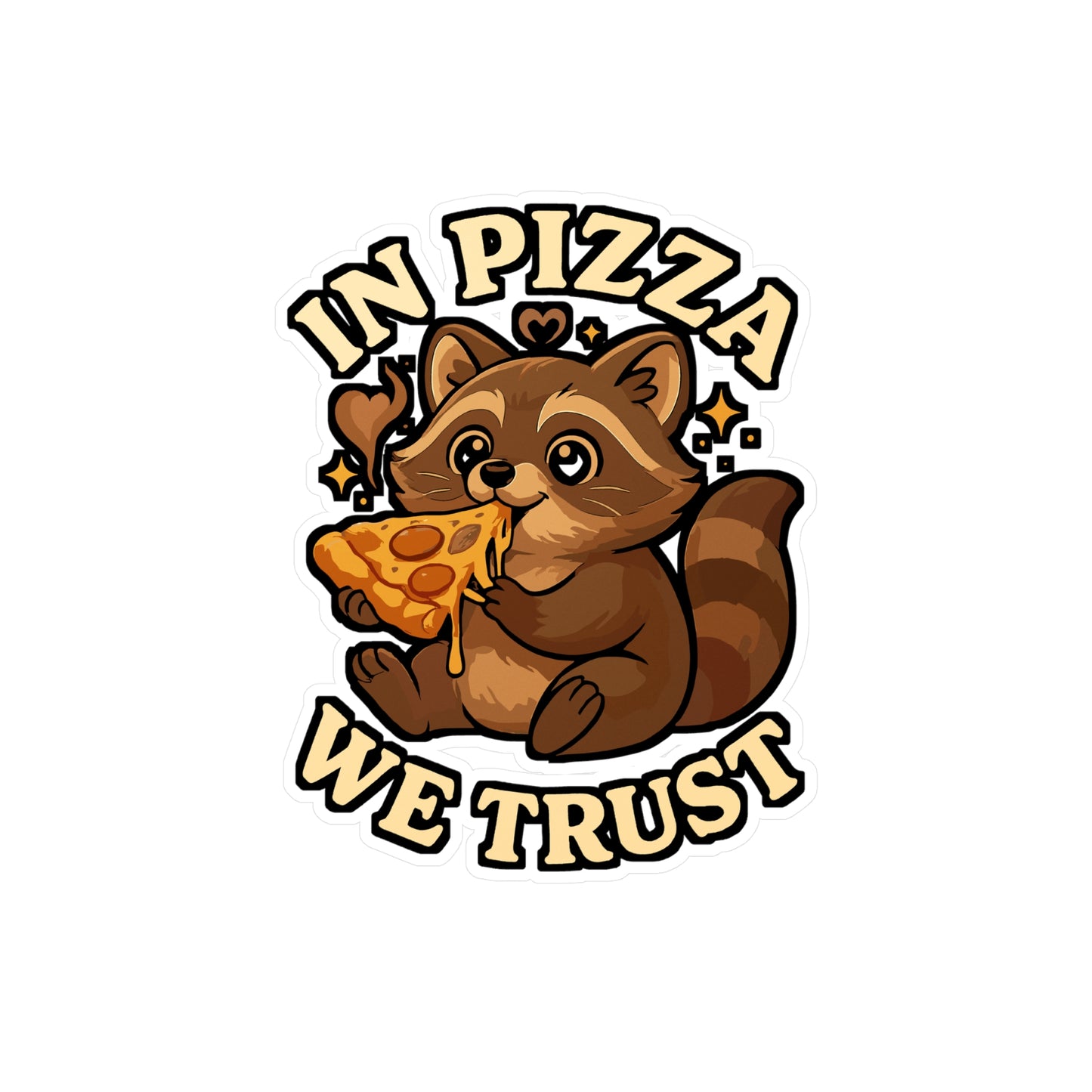 Raccoon Sticker – Cute Raccoon Enjoying Cheesy Pizza Decals, Vinyl Waterproof Steam Pizza Cheese Design for Laptop, Water Bottle
