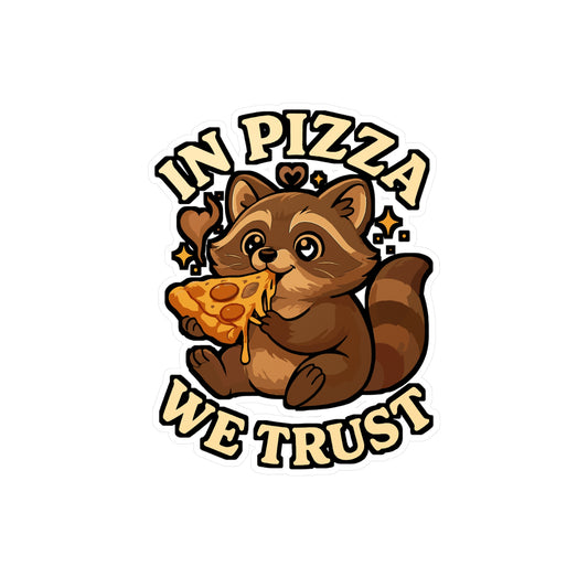 Raccoon Sticker – Cute Raccoon Enjoying Cheesy Pizza Decals, Vinyl Waterproof Steam Pizza Cheese Design for Laptop, Water Bottle