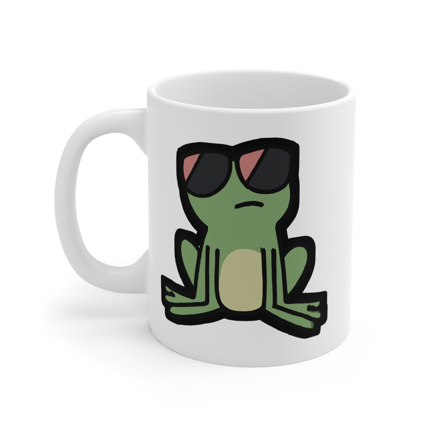 Frog with Sunglasses - Frog Mug for Coffee 11oz. Frog Cup, White ceramic, Sunglasses Mug, Cool Tea Cup - Frog Gift