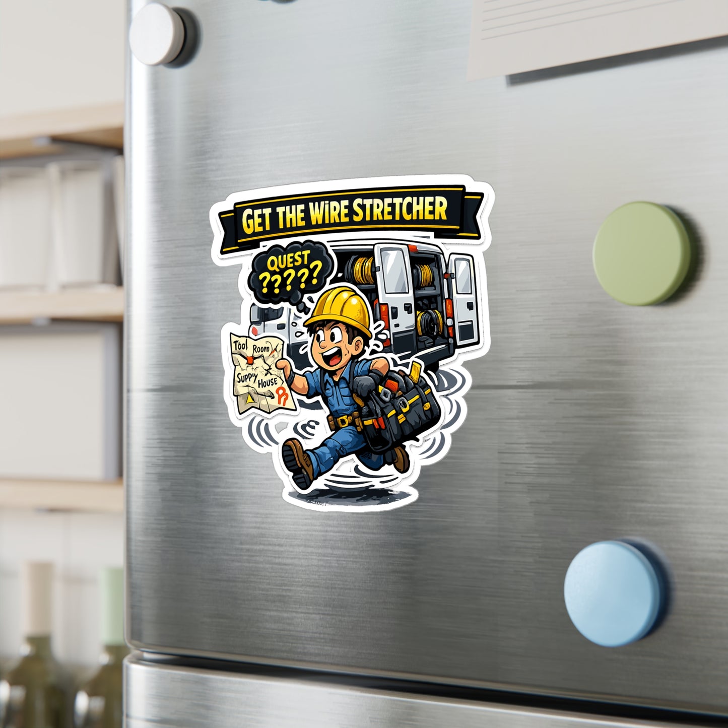 Electrician Sticker “Get the Wire Stretcher” Funny Cable Stripper Design, Waterproof Vinyl decals for Laptop, Water Bottle