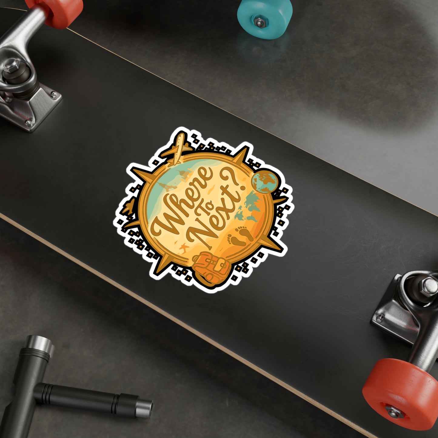 Where To Next? - Travel Sticker for Laptop, Water Bottle, Gift for Adventurers, Wanderlust Travelers