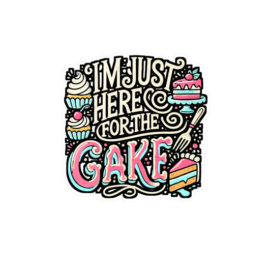 I'm Just Here For The Cake – Vinyl Baking Decal for Laptop or Water Bottle | Whisk Design, Baking Gift for Pastry Lovers