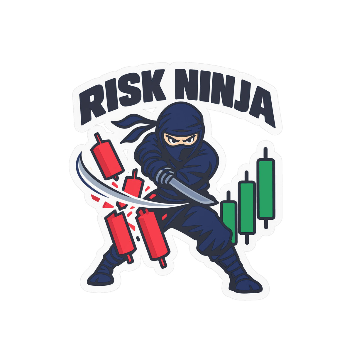 Day Trading Sticker - Risk Ninja Decals for the Stock Market and Forex Trader, Laptop and Water Bottle Decor