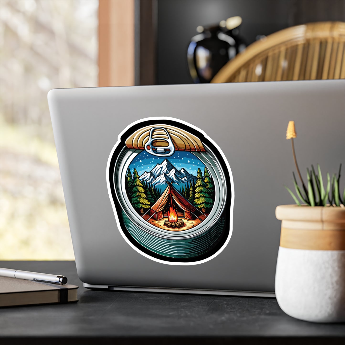 Camping Campfire Can - Camping Sticker for Wall Window. Water Bottle Sticker, Vinyl Adventure Decal - Camping Gift