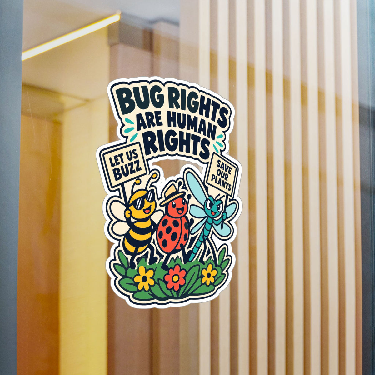 Plants Sticker – Bug Rights Are Human Rights, Dandelion Design for Nature and Friendship Lovers, decals for Laptop or Water Bottle
