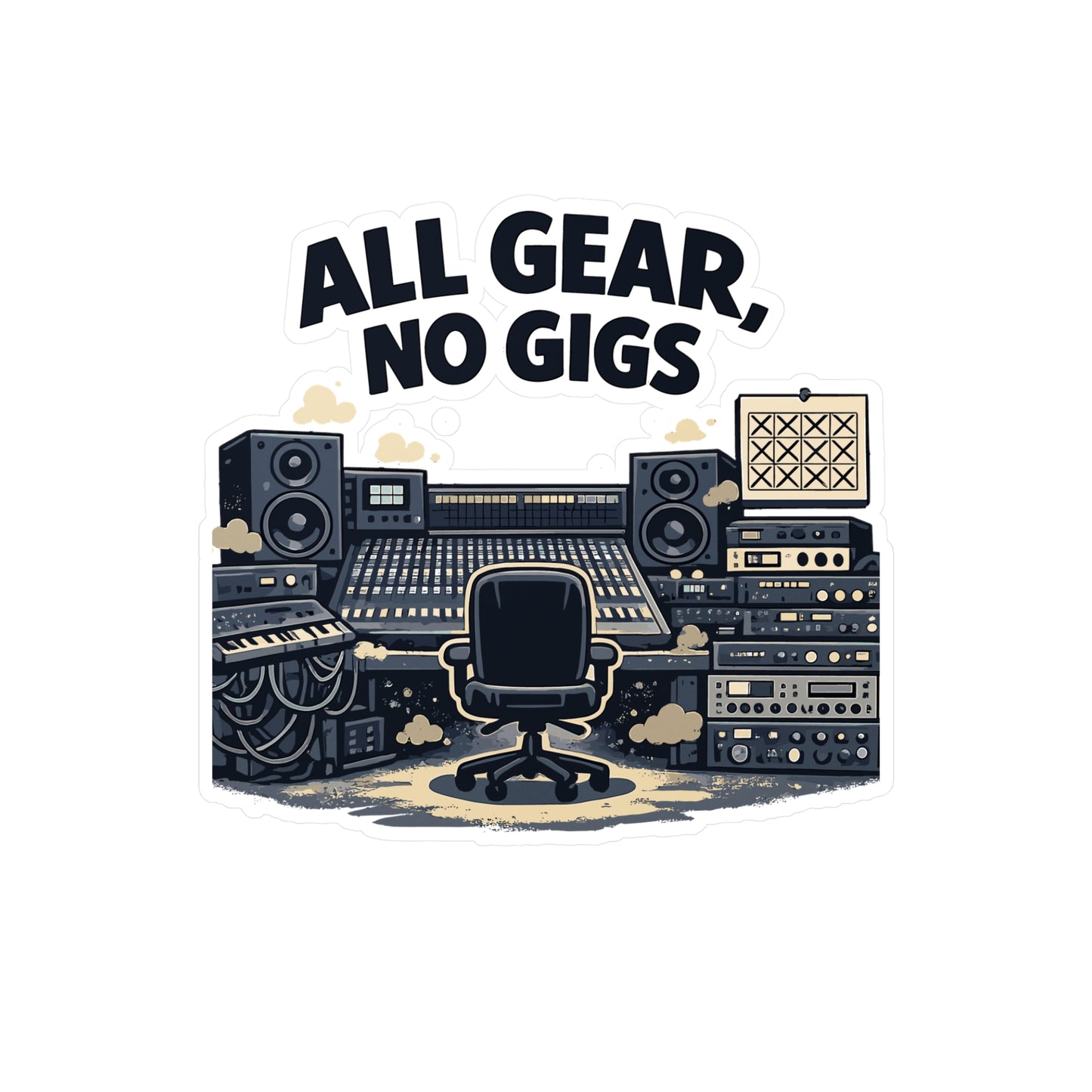 Audio Engineer Sticker All Gear, No Gigs Vinyl Waterproof decals for Laptop Water Bottle Sound Engineer Audio Technician Monitor