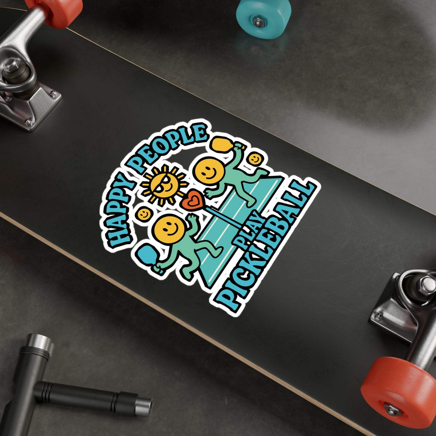 Happy People Play Pickleball – Pickleball Sticker for Laptop, Water Bottle & Sports Lover Gifts