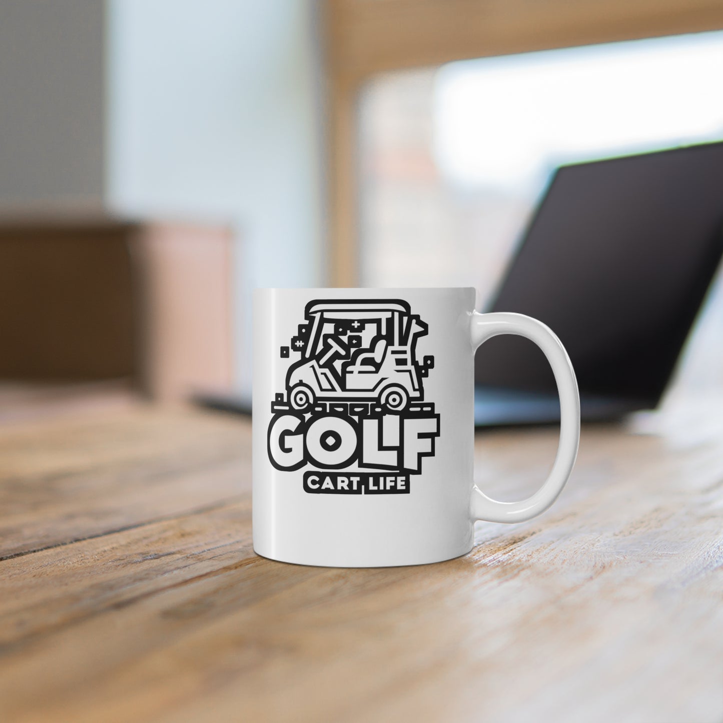 Golf Cart Life - Golf Mug for Coffee 11oz. Golf Cup, White ceramic, Golfer Mug, Hole Tea Cup - Golf Gift