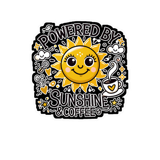 Powered by Sunshine & Coffee - Coffee lover Sticker for Laptop Sticker. Water Bottle Sticker, Vinyl Positive vibes Decal - Coffee lover Gift