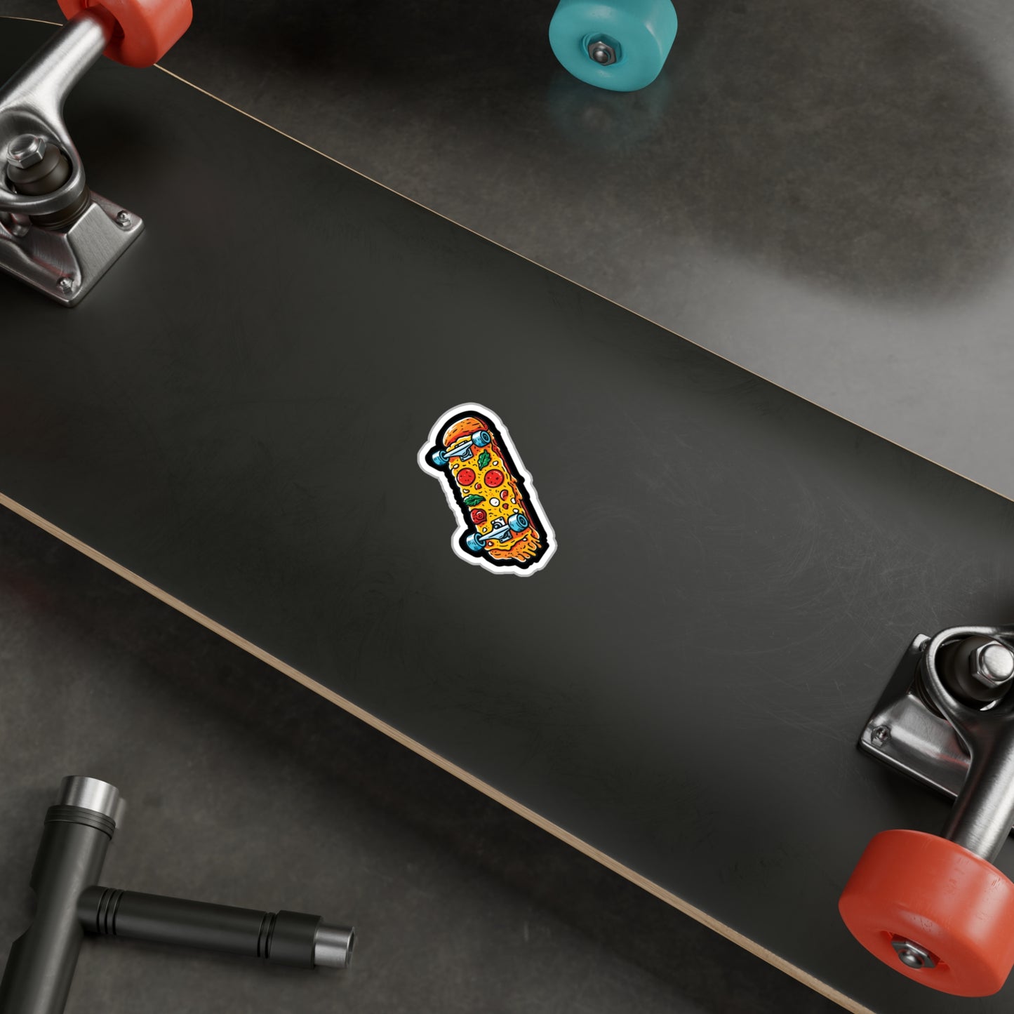 Pizza Skateboard - Skateboarding Sticker for Laptop Sticker. Water Bottle Sticker, Vinyl Skateboarder Decal - Skateboarding Gift