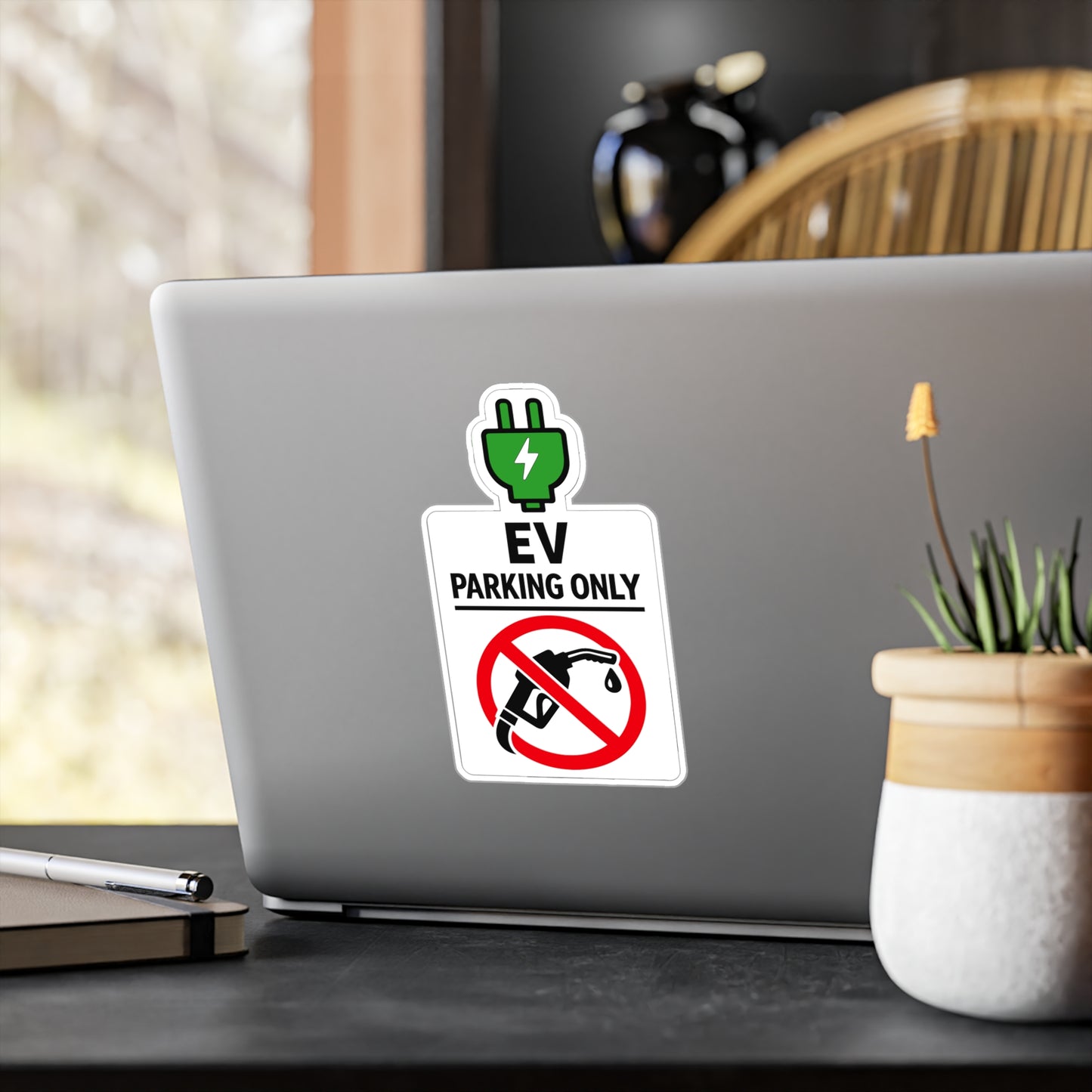 Electric Car Sticker EV Parking Only Decals, Waterproof Vinyl for Laptop Water Bottle, Electric Vehicle Rechargeable Battery Design