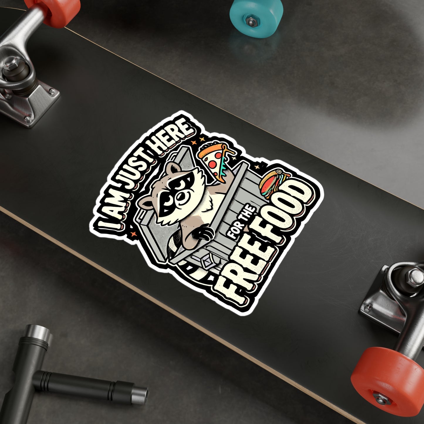 I Am Just Here For The Free Food - Raccoon Sticker for Laptop Sticker. Water Bottle Sticker, Vinyl Free food Decal - Raccoon Gift