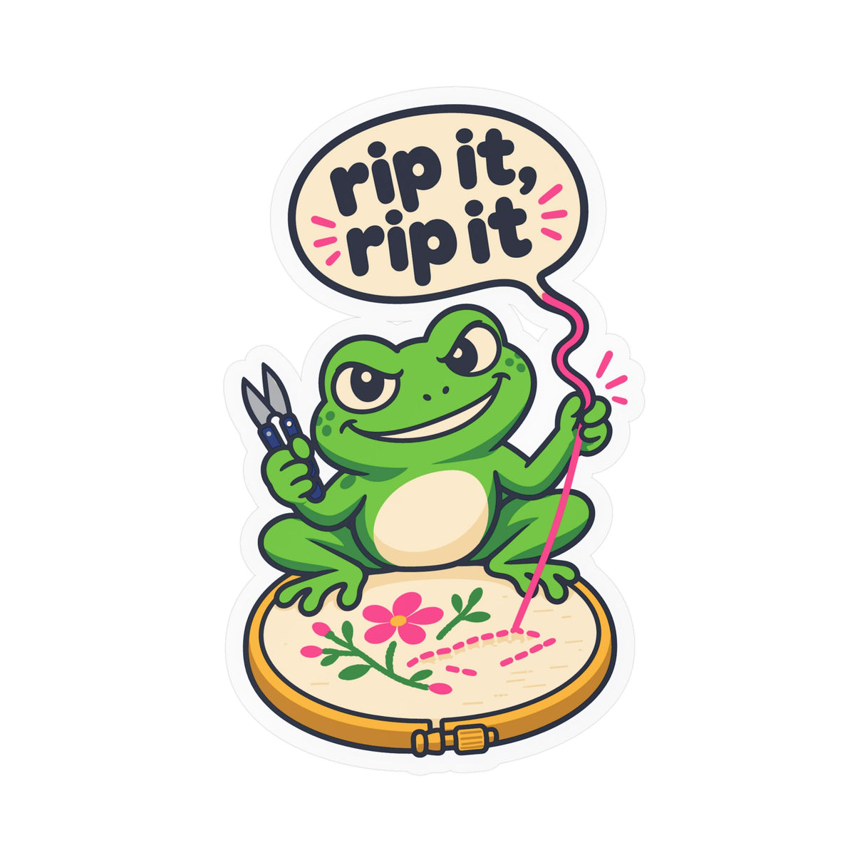 Embroidery Sticker - Rip It, Rip It Design for Needlework, Crafting and Stitching Fans, Decals for Laptop or Water Bottle