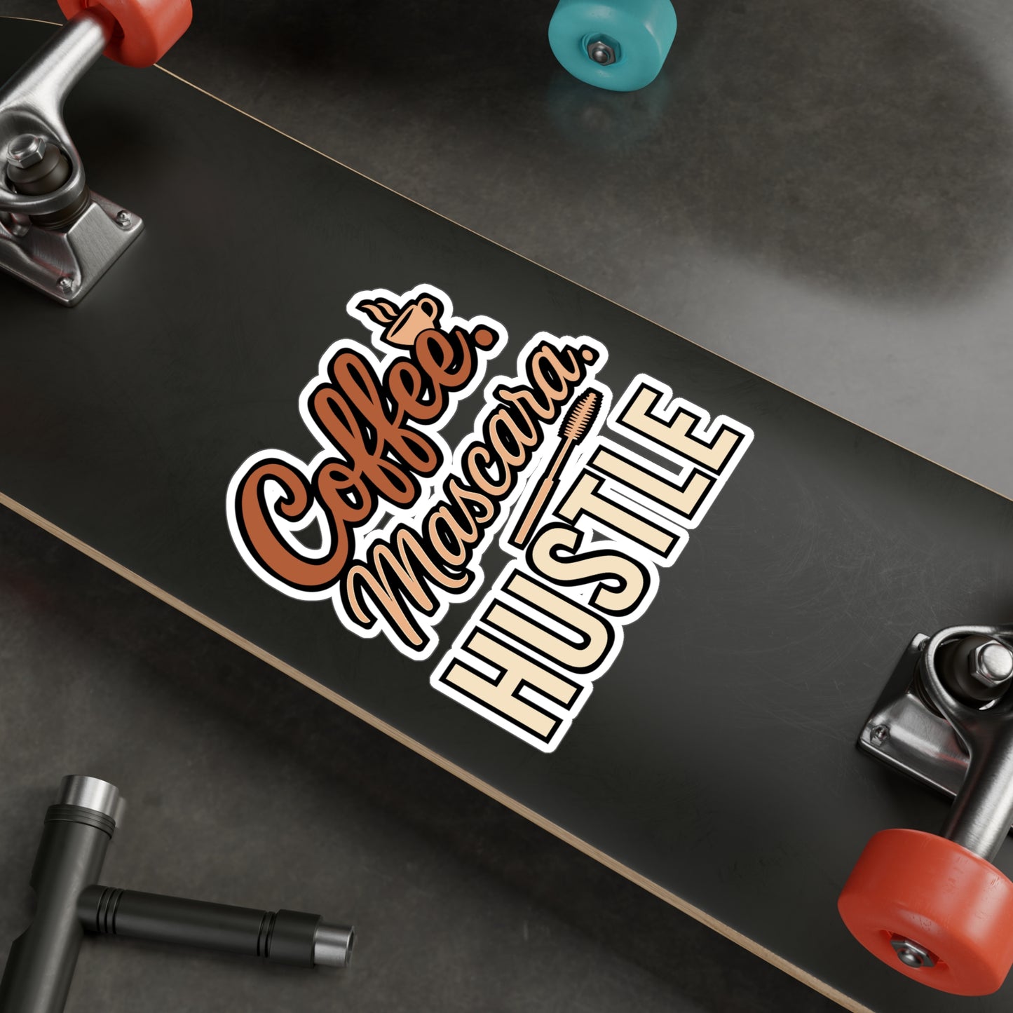 Coffee Mascara Hustle – Vinyl Sticker for Laptop or Water Bottle | Funny Makeup & Coffee Lover Gift