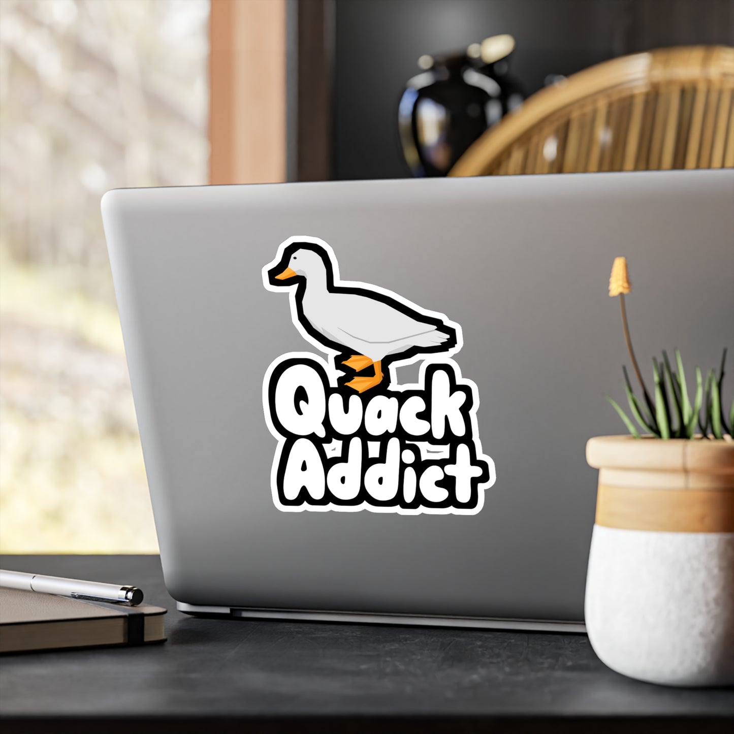 Quack Addict - Quack Sticker for Laptop, Wall, Window, Truck, Car Quack Gift Vinyl Rubber duck Decal Sticker