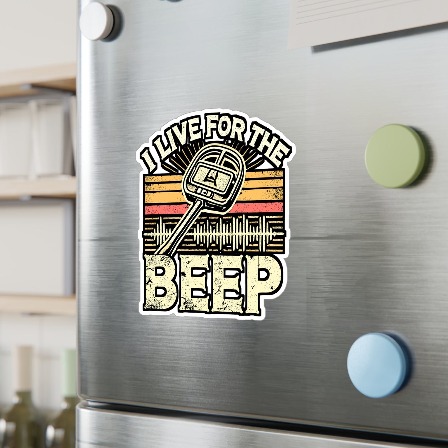 I Live For The Beep – Metal Detector Sticker for Laptop or Water Bottle | Vinyl Geocaching Decal | Metal Detector Gift for Enthusiasts