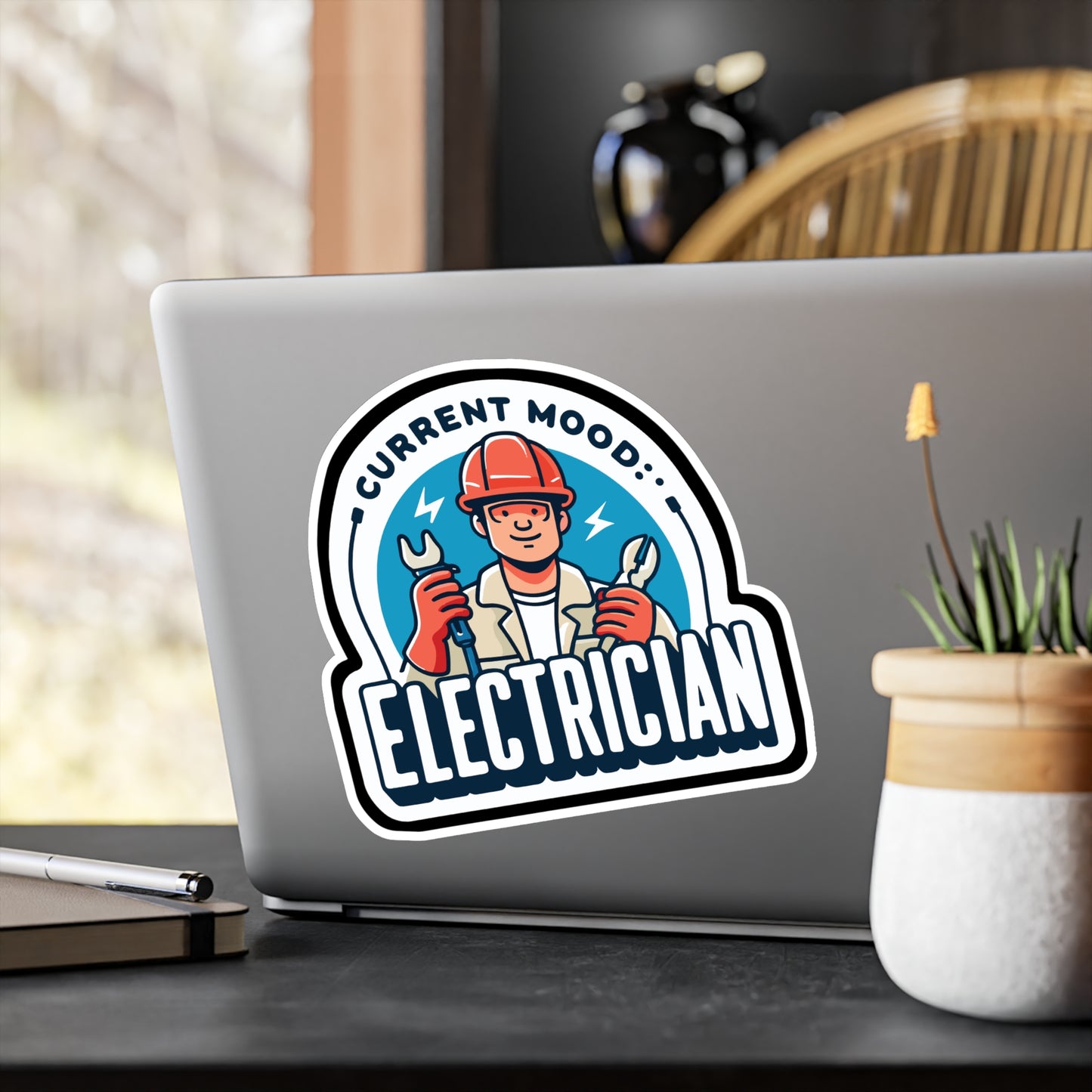 Current mood Electrician - Electrician Sticker for Laptop Sticker. Water Bottle Sticker, Vinyl Stripper Decal - Electrician Gift