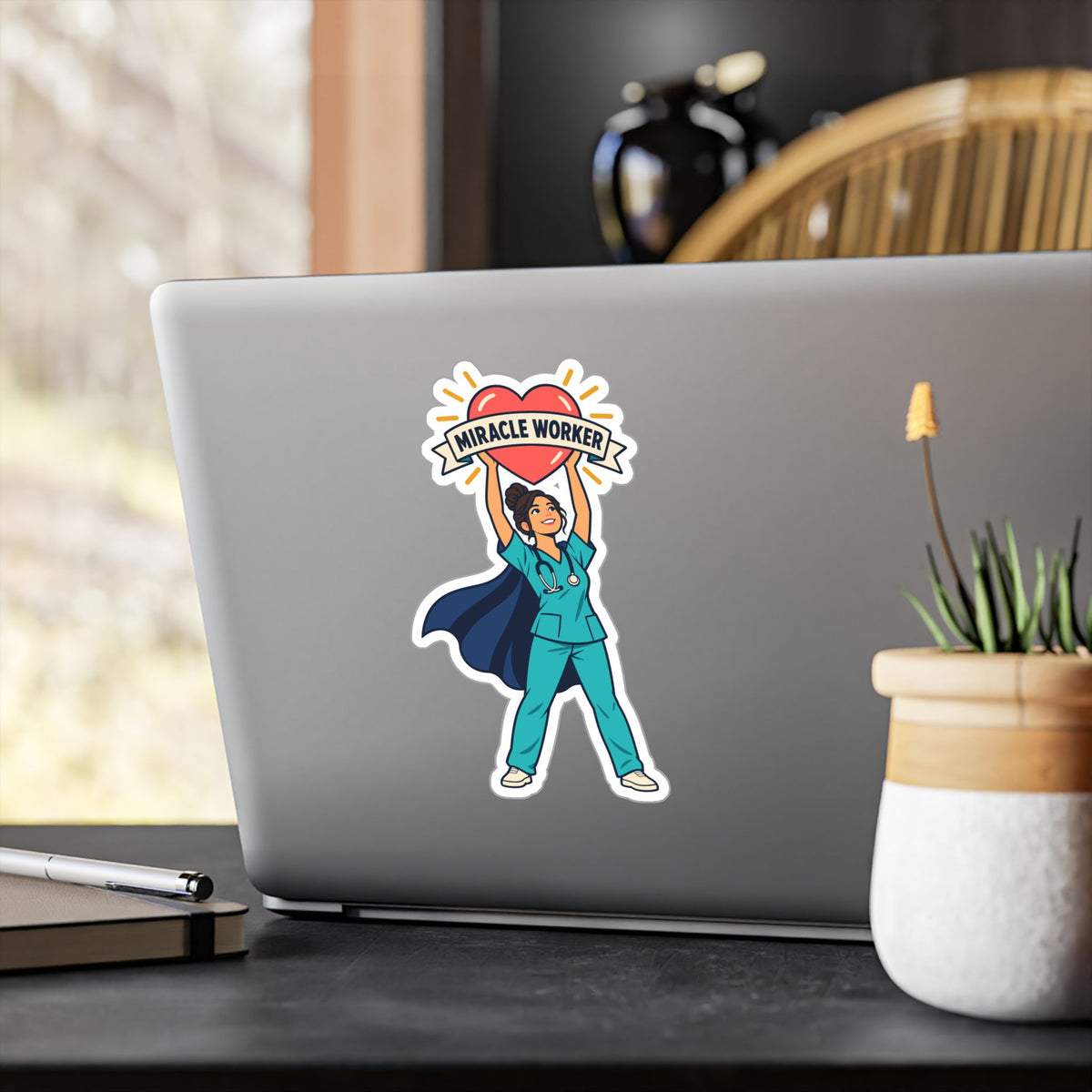 Nurse Sticker, Miracle Worker Vinyl Decals for Nursing Students, Laptop and Water Bottle