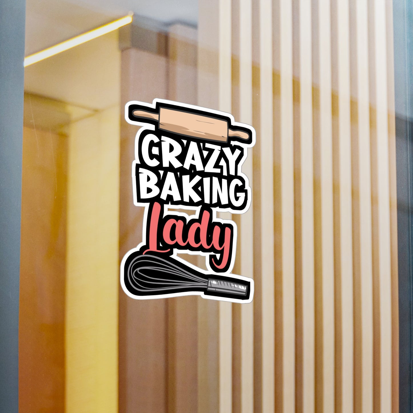 Crazy Baking Lady - Baking Sticker for Car Window Laptop Sticker. Water Bottle Sticker, Vinyl Whisk Decal, Baker Sticker - Baking Gift