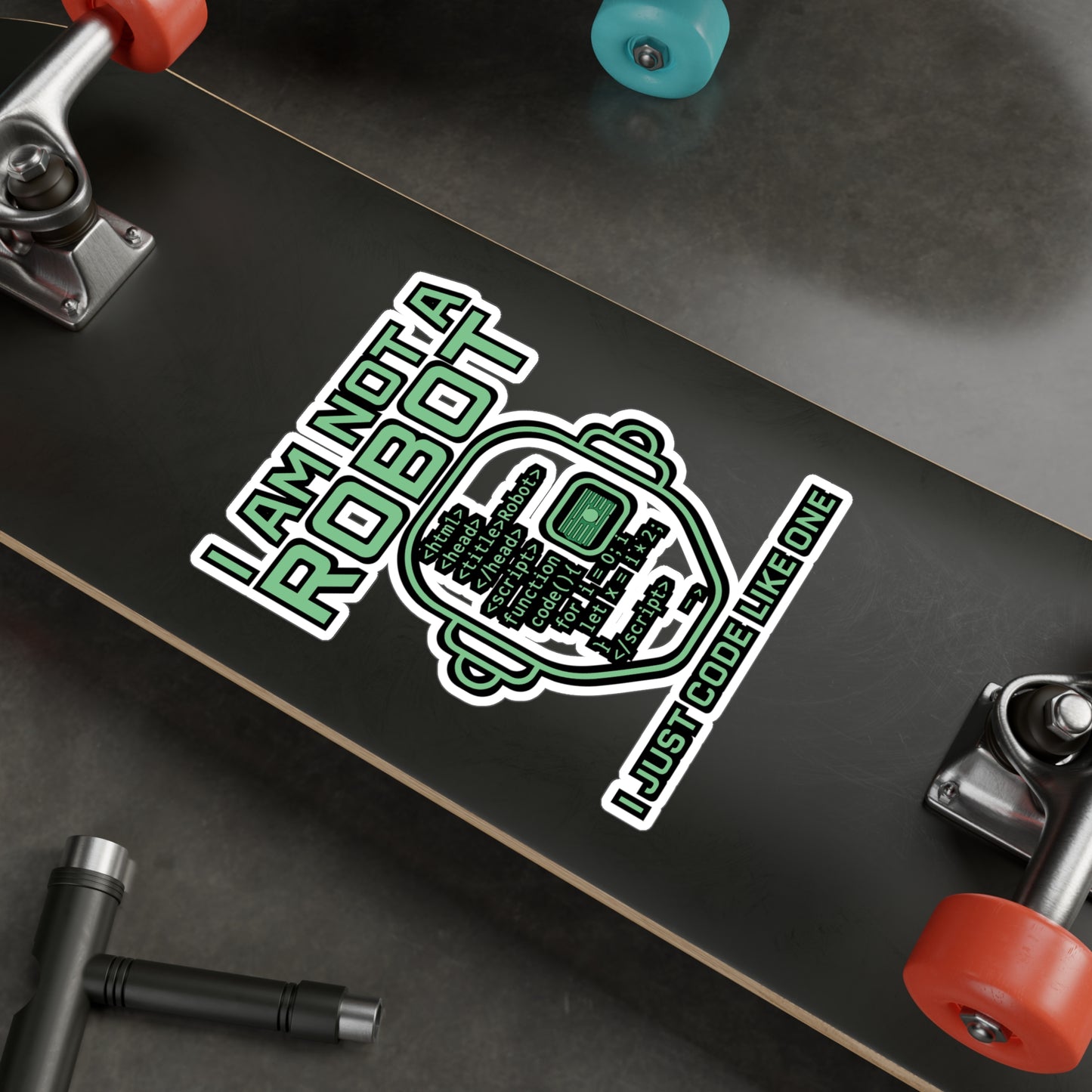 I Am Not a Robot I Just Code Like One - Coding Sticker for Laptop & Water Bottle - Gift for Programmers, Coders, Tech Lovers