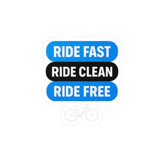 Mantra Sticker – "Ride Fast Ride Clean Ride Free" Minimalism Electric Mobility Decals, Waterproof Vinyl for Laptop or Bike