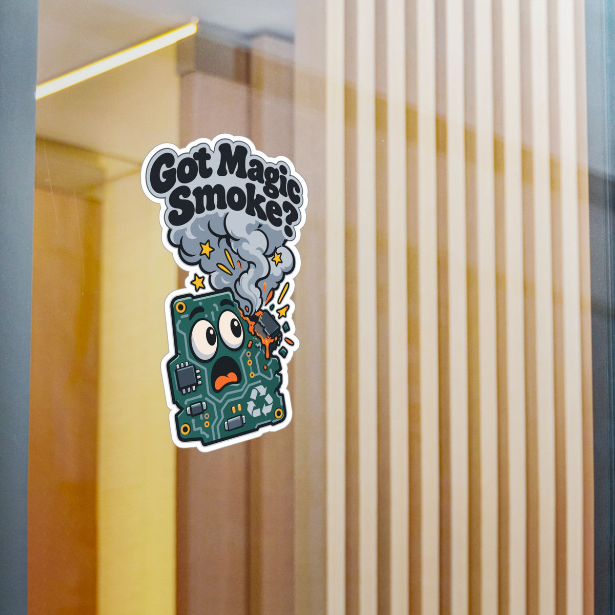 Upcycling Sticker Got Magic Smoke – Art Decals for Laptop and Water Bottle, Celebrating Recycling and Sustainability