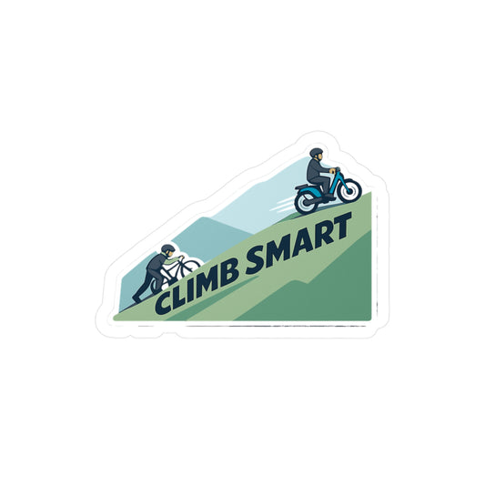 E-Bike Sticker Climb Smart Design, Waterproof Vinyl decals for Laptop, Water Bottle, Electric Bike eCycling e Cyclist