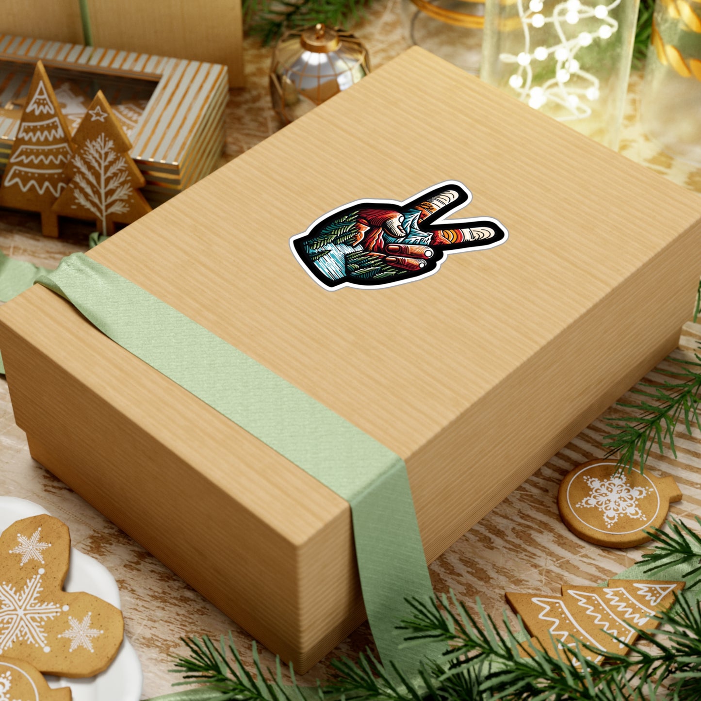 Peace Outdoor Forest Camping - Camping Sticker for Laptop, Wall Sticker. Water Bottle Sticker, Vinyl Adventure Decal - Camping Gift