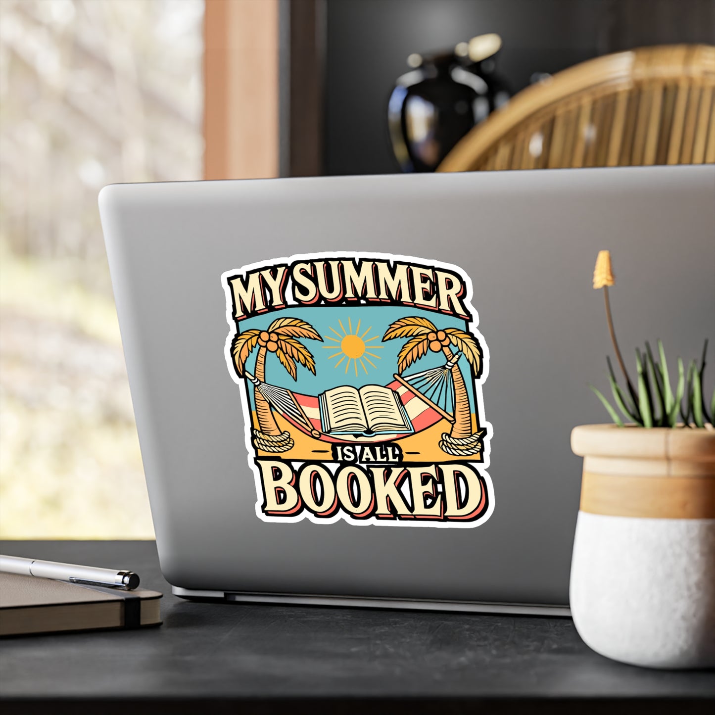 My Summer Is All Booked – Vinyl Sticker for Laptop or Water Bottle | Book Lover Gift, Reading Decal